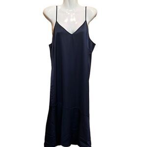 Sam Edelman womens slip dress 12 midi blue adjustable straps classic trendy gala